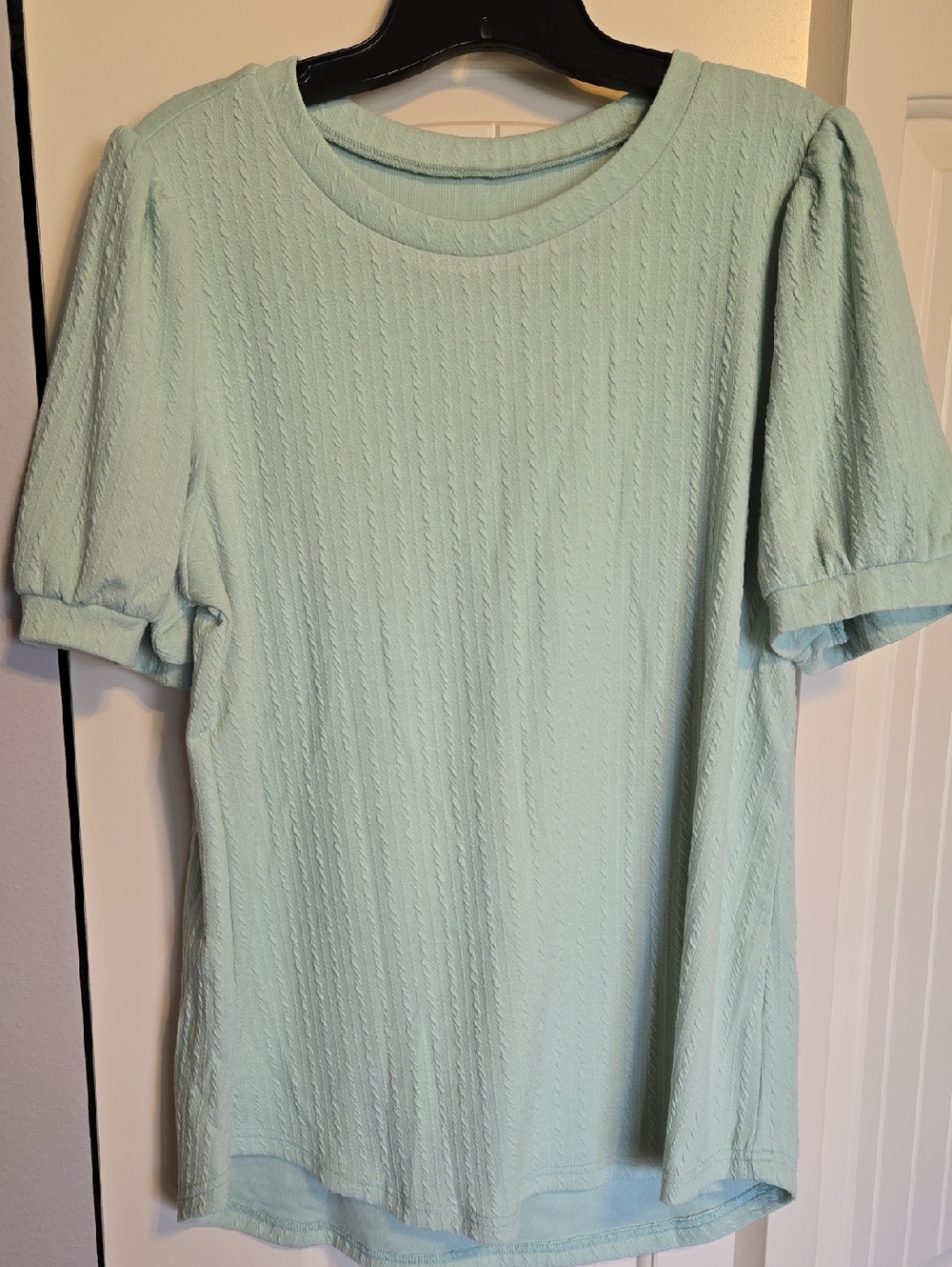 Light Mint Textured Short Sleeve Top